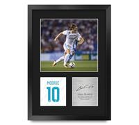 HWC Trading Luka Modric Real Madrid Regalos Impresos Imagen De Autógrafo Firmado Para Los Aficionados Al Fútbol Y Partidarios - A3 Retrato Enmarcado