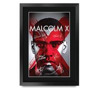 HWC Trading Malcolm X (1992) Denzel Washington Los Regalos Imprimieron El Cartel Firmaron La Imagen Del Autógrafo Para Los Fans De La Memorabilia De La Película - A3 Enmarcado