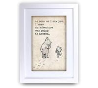 HWC Trading Marco de fotos impreso con cita impresa de FR Winnie the Pooh Adventure A4, para cuarto de bebé, regalos para habitación de recién nacido, regalo de dormitorio