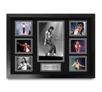 HWC Trading Michael Jackson Los Regalos Imprimieron La Imagen Firmada Del Autógrafo Para Los Fans De Los Recuerdos De La Música - A2 Enmarcado