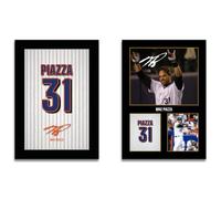 HWC Trading Mike Piazza Collection x2 Láminas A4 Autógrafo Firmado Sin | Tarjeta de Alta Gramaje, Compatible con Cualquier Marco Estándar, Se Entrega Plano, Regalo de Coleccionismo
