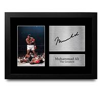 HWC Trading Muhammad Ali A4 Enmarcado Regalo De Visualización De Fotos De Impresión De Imagen Impresa Autógrafo Firmado Por Los Fanáticos Del Boxeo