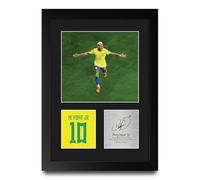HWC Trading Neymar Jr Brazil Regalos Impresos Imagen De Autógrafo Firmado Para Los Aficionados Al Fútbol Y Partidarios - A4 Retrato Enmarcado