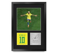 HWC Trading Neymar Jr Brazil Regalos Impresos Imagen De Autógrafo Firmado Para Los Aficionados Al Fútbol Y Partidarios - A3 Retrato Enmarcado
