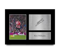 HWC Trading Nico Williams Athletico Bilbao Regalos Impresos Imagen De Autógrafo Firmado Para Los Aficionados Al Fútbol Y Partidarios - A4