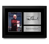 HWC Trading Patrick Stewart A4 Enmarcado Regalo De Visualización De Fotos De Impresión De Imagen Impresa Autógrafo Firmado Por Star Trek Ventiladores De Programa De Tv