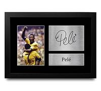 HWC Trading Pele A4 Enmarcado Regalo De Visualización De Fotos De Impresión De Imagen Impresa Autógrafo Firmado Por Brazil Los Aficionados Al Fútbol