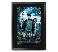 HWC Trading Póster impreso de Harry Potter The Cast Daniel Radcliffe Emma Watson Rupert Grint, con imagen de autógrafo firmada para los fans de la película, enmarcado en A3