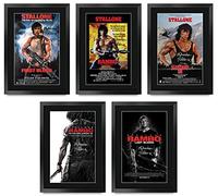 HWC Trading Póster impreso de la colección Rambo de Sylvester Stallone, tamaño A3, con autógrafo, para los fanáticos de la película, enmarcado en tamaño A3