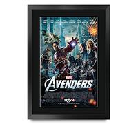 HWC Trading Póster impreso de Los Vengadores The Cast Gifts con autógrafo firmado para fanáticos de la película, enmarcado A3