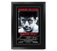 HWC Trading Raging Bull The Cast Robert De Niro Martin Scorsese Gifts - Póster Impreso Firmado con autógrafo para Fans de la película Memorabilia - A3 Enmarcado