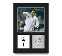 HWC Trading Raul Real Madrid Regalos Impresos Imagen De Autógrafo Firmado Para Los Aficionados Al Fútbol Y Partidarios - A4 Retrato