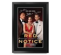 HWC Trading Red Notice (2021) Dwayne Johnson Los Regalos Imprimieron El Cartel Firmaron La Imagen Del Autógrafo Para Los Fans De La Memorabilia De La Película - A3 Enmarcado