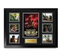 HWC Trading Send Help Póster de Película Firmado A2 Deluxe con Marco | Autógrafos Facsímil Impresos, Listo para Colgar, Regalo de Coleccionismo de Cine