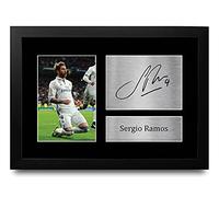 HWC Trading Sergio Ramos A4 Enmarcado Regalo De Visualización De Fotos De Impresión De Imagen Impresa Autógrafo Firmado Por Real Madrid Los Aficionados Al Fútbol