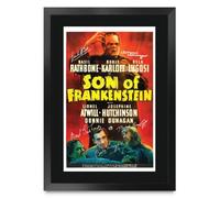 HWC Trading Son of Frankenstein 1939 Boris Karloff Los Regalos Imprimieron El Cartel Firmaron La Imagen Del Autógrafo Para Los Fans De La Memorabilia De La Película - A3 Enmarcado (ID-009977)