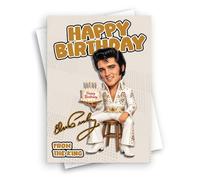 HWC Trading Tarjeta de cumpleaños de Elvis Presley, tarjeta de felicitación | Interior en blanco para tu propio mensaje, sobre a juego, impreso en el Reino Unido, regalo para él o ella
