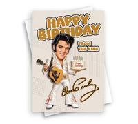 HWC Trading Tarjeta de cumpleaños de Elvis Presley, tarjeta de felicitación | Interior en blanco para tu propio mensaje, sobre a juego, impreso en el Reino Unido, regalo para él o ella