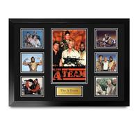 HWC Trading The A-Team Póster de Película Firmado A2 Deluxe con Marco | Autógrafos Facsímil Impresos, Listo para Colgar, Regalo de Coleccionismo de Cine