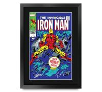HWC Trading The Invincible Iron Man Marvel Regalos impresos con imagen firmada y autógrafa para fanáticos de los cómics, novelas gráficas y manga. - A3 Enmarcado
