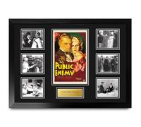 HWC Trading The Public Enemy Póster de Película Firmado A2 Deluxe con Marco | Autógrafos Facsímil Impresos, Listo para Colgar, Regalo de Coleccionismo de Cine