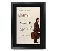 HWC Trading The Terminal A3 Enmarcado Regalo De Visualización De Fotos De Impresión De Imagen Impresa Autógrafo Firmado Por Tom Hanks Catherine Zeta Jones Steven Spielberg Los Aficionados Al Cine