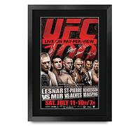 HWC Trading UFC 100 fotos de Brock Lesnar Frank Mir Georges Gifts impreso con autógrafo firmado para fans de la UFC Memorabilia - Enmarcado A3