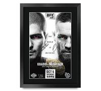 HWC Trading UFC 229 Fight Khabib Nurmagomedov vs Conor McGregor Gifts - Foto de autógrafo firmado para los fans de UFC Memorabilia - A3 enmarcado