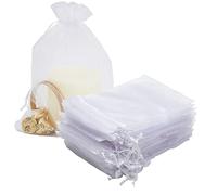 Hwceo 50 bolsas de regalo de organza con cordón de 5 x 7 pulgadas, color blanco para baby shower, cumpleaños de niña, recuerdos de fiesta de mamá, boda, despedida de soltera, día de San Valentín,