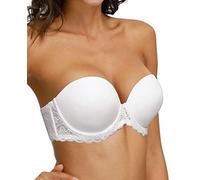 HWDI - Sujetador Convertible sin Tirantes con Banda Trasera Transparente, con Aros, Acolchado, de Encaje, sostén de Talla Grande, Blanco, 95D