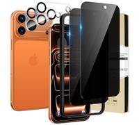 HWeggo 2 + 2PACK para iPhone 17 Pro Max Protector de pantalla de privacidad con protector de lente de cámara, HD Clear 9H Dureza Anti Spy Película de vidrio templado privado negro