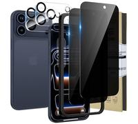 HWeggo 2 + 2PACK para iPhone 17 Pro Protector de pantalla de privacidad con protector de lente de cámara, HD Clear 9H Dureza Anti Spy Película de vidrio templado privado negro