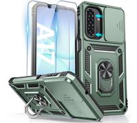 HWeggo Fund para Samsung Galaxy A17 con Protector de cámara Protector de Pantalla y Soporte de Anillo magnético, Funda Resistente para teléfono con protección contra caídas Estuche Protector, Verde