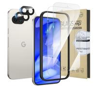 HWeggo para Google Pixel 9A Protector de Pantalla de 2 piezas con accesorios de protector de pantalla de cámara de 2 piezas [para huellas dactilares] 9H dureza HD