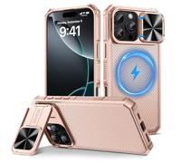 HWeggo para iPhone 16 Pro MAX 6.9" Funda Magnética,Compatible con MagSafe&Slide Camera Push Window Holder Cover Funda Protectora de Grado Militar para el Teléfono(Dorado, iPhone 16 Pro MAX)