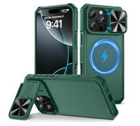 HWeggo para iPhone 16 Pro MAX 6.9" Magnetic Case,Compatible con MagSafe&Slide Camera Push Window Holder Cover,Military Grade Bumper Edge Protective Phone Case (Verde, iPhone 16 Pro MAX)