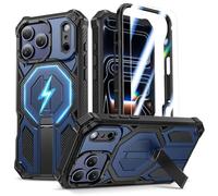 HWeggo para iPhone 17 Pro MAX con Protector de Pantalla y Soporte Invisible, [Compatible con magnético] [Resistente a Golpes de Grado Militar] Funda Protectora 3 en 1 para Todo el teléfono, Azul