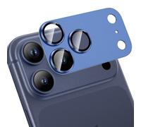 HWeggo para iPhone 17 Pro Max Protector de Lente de Cámara 9H Cristal Templado Cubierta de la Cámara Todo-en-uno Aleación de Aluminio Metal Anti-Rayaduras Caso Amistoso,Azul oscuro