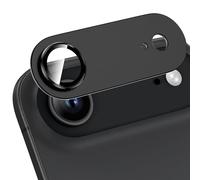 HWeggo para iPhone Air Protector de lente de cámara 9H Cristal templado Cubierta de la cámara Todo-en-uno Aleación de aluminio Metal anti-arañazos Caso amigable,Negro