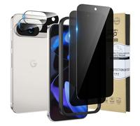 HWeggo Protector de pantalla de privacidad de 2 piezas para Google Pixel 9 con accesorios de protector de pantalla de cámara de 2 piezas [para huellas dactilares] 9H dureza HD