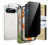 HWeggo Protector de pantalla de privacidad de 2 piezas para Google Pixel 9 Pro con accesorios de protector de pantalla de cámara de 2 piezas [para huellas dactilares] 9H dureza HD