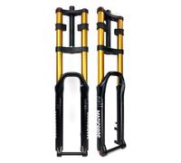 HWEVDHJ 26/27.5/29" Mountain Bike Horquilla De Suspensión Aire Tubo Recto 1-1/8" Downhill Horquillas Delantera De Doble Hombro Recorrido 180mm Horquilla MTB Eje Pasante 15 * 100/110mm(Gold 100mm,26")