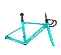 HWEVDHJ Cuadro De Bicicleta De Carretera 700C 47/51/54/56/58cm Cuadro De Freno De Disco De Fibra De Carbono con Horquilla Eje Pasante F12*100mm R12*142mm BB86mm(Green-B,56cm)