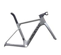 HWEVDHJ Fibra De Carbono Cuadro De Bicicleta De Carretera 700C 44/47/50/53/56cm Cuadro De Freno De Disco con Horquilla Eje Pasante F12×100mm R12×142mm Enrutamiento Interno(Gray,53cm)