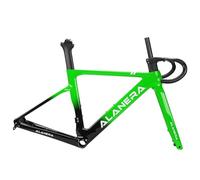 HWEVDHJ Juego De Cuadro Bici Carretera 47/51/54/56/58cm Cuadro De Bicicleta Freno De Disco Eje Pasante F12*100mm R12*142mm con Horquilla Manillares Enrutamiento Interno(Green,51cm)
