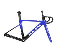 HWEVDHJ Juego De Cuadro Bici Carretera 47/51/54/56/58cm Cuadro De Bicicleta Freno De Disco Eje Pasante F12*100mm R12*142mm con Horquilla Manillares Enrutamiento Interno(Blue,56cm)