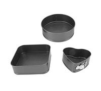 HWGING Juego de Moldes Desmontables para Cocina, 3 uds., Forma Cuadrada de Corazón Redondo de Acero Al Carbono, Fácil Liberación, Doble Recubrimiento (24/26/28)