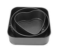 HWGING Juego de Moldes Desmontables para Cocina, 3 uds., Forma Cuadrada de Corazón Redondo de Acero Al Carbono, Fácil Liberación, Doble Recubrimiento (18/20/22)