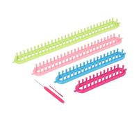HWGING Juego de Telar de Punto Largo de 6 Piezas, Juego de Telar de Plástico Rectangular, de de Punto con Gancho, Kit de Agujas, Herramientas para Hacer Bufandas y Sombreros