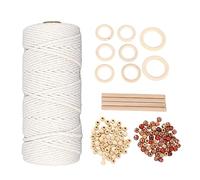 HWGING Kits de macramé para Principiantes, Cordón de macramé de Algodón con Cuentas de Madera, Anillos de Madera, Colgador de Plantas de, Kit, Suministros de